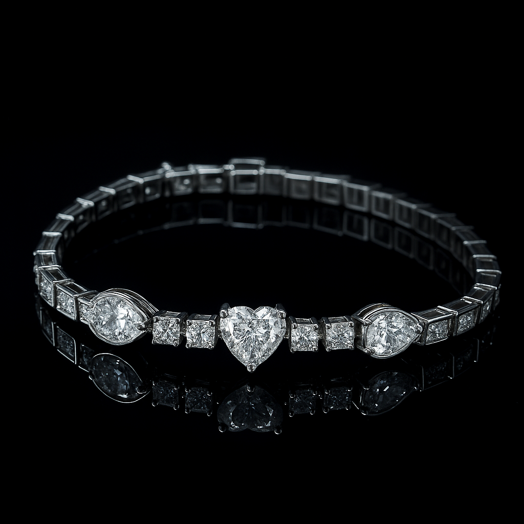 Brilliance in Every Cut — Multi shaped Diamond Bracelet in 18K White Gold