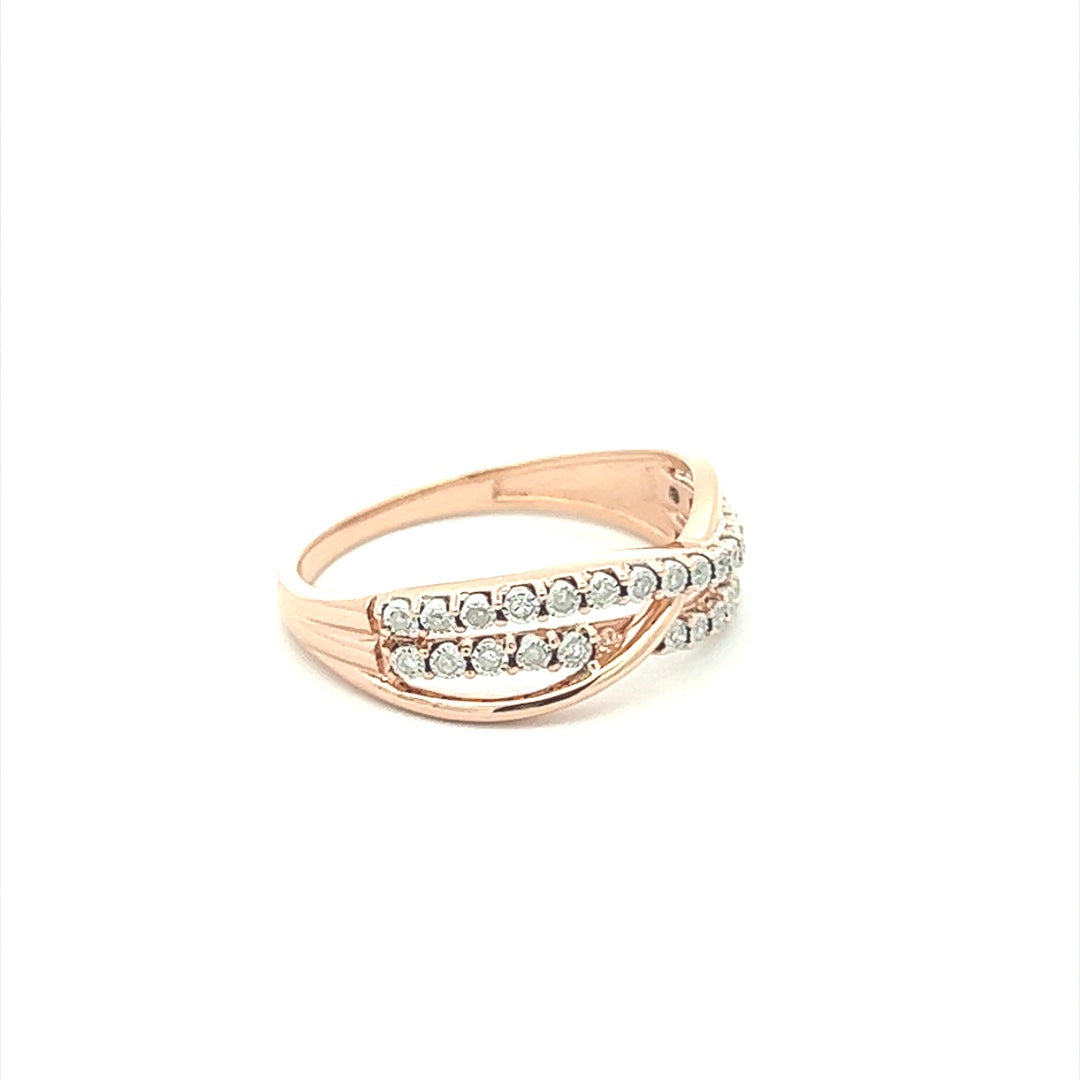 Two Tone Crossover Ring In 14K Pink & White Gold