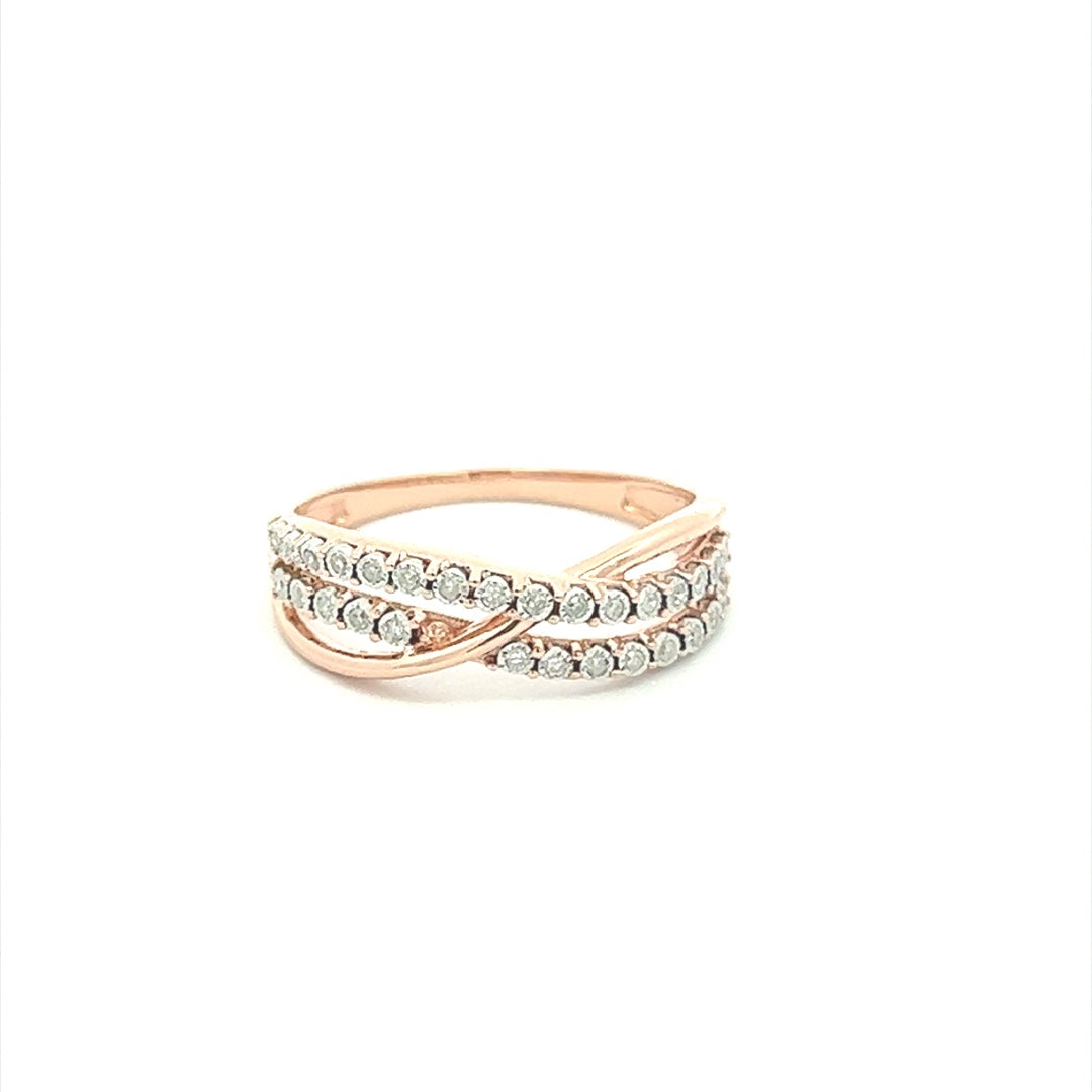 Two Tone Crossover Ring In 14K Pink & White Gold