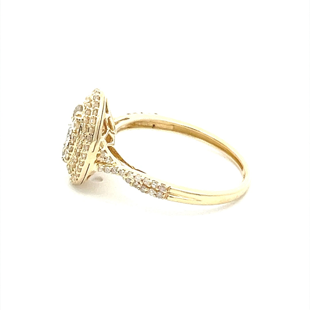 Two Tone Diamond Oval Twist Ring In 14 Yellow & White Gold