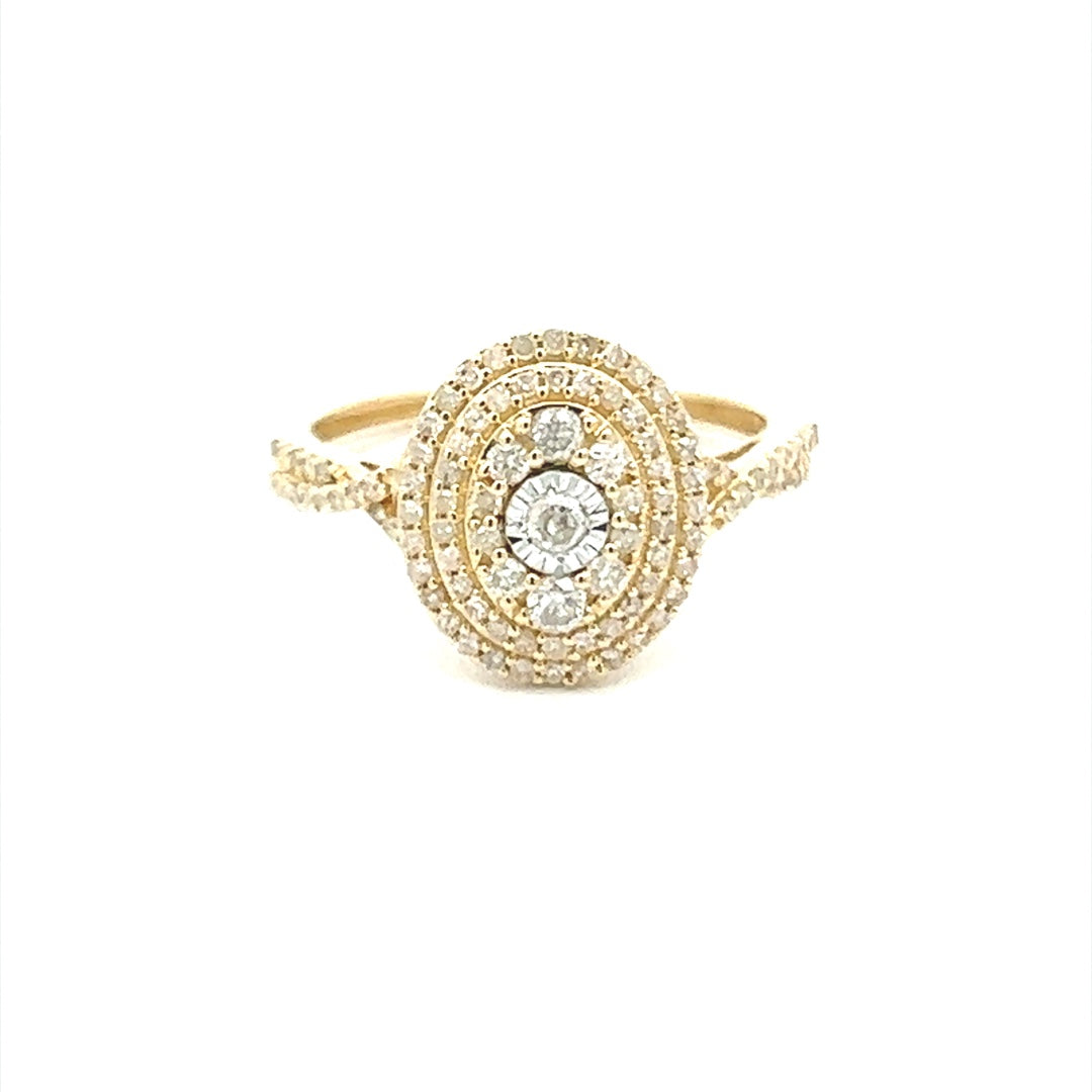 Two Tone Diamond Ring In 14K White & Yellow Gold