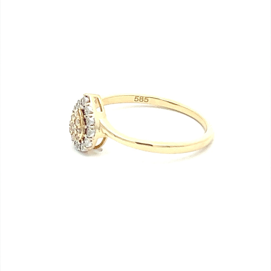 Two Tone Pear Shaped Diamond Ring In 14K Yellow & White Gold