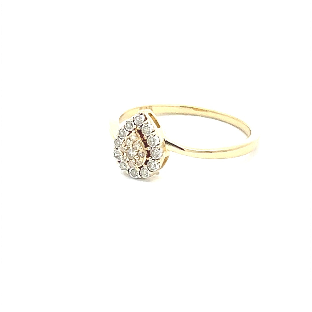 Two Tone Pear Shaped Diamond Ring In 14K Yellow & White Gold