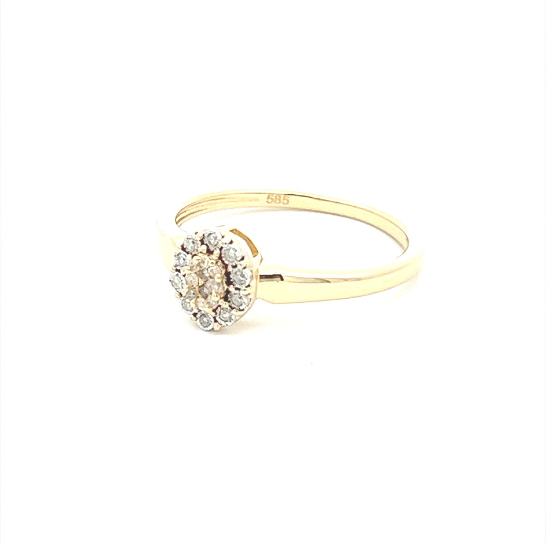 Two Tone Oval Shaped Diamond Ring In 14K Yellow & White Gold