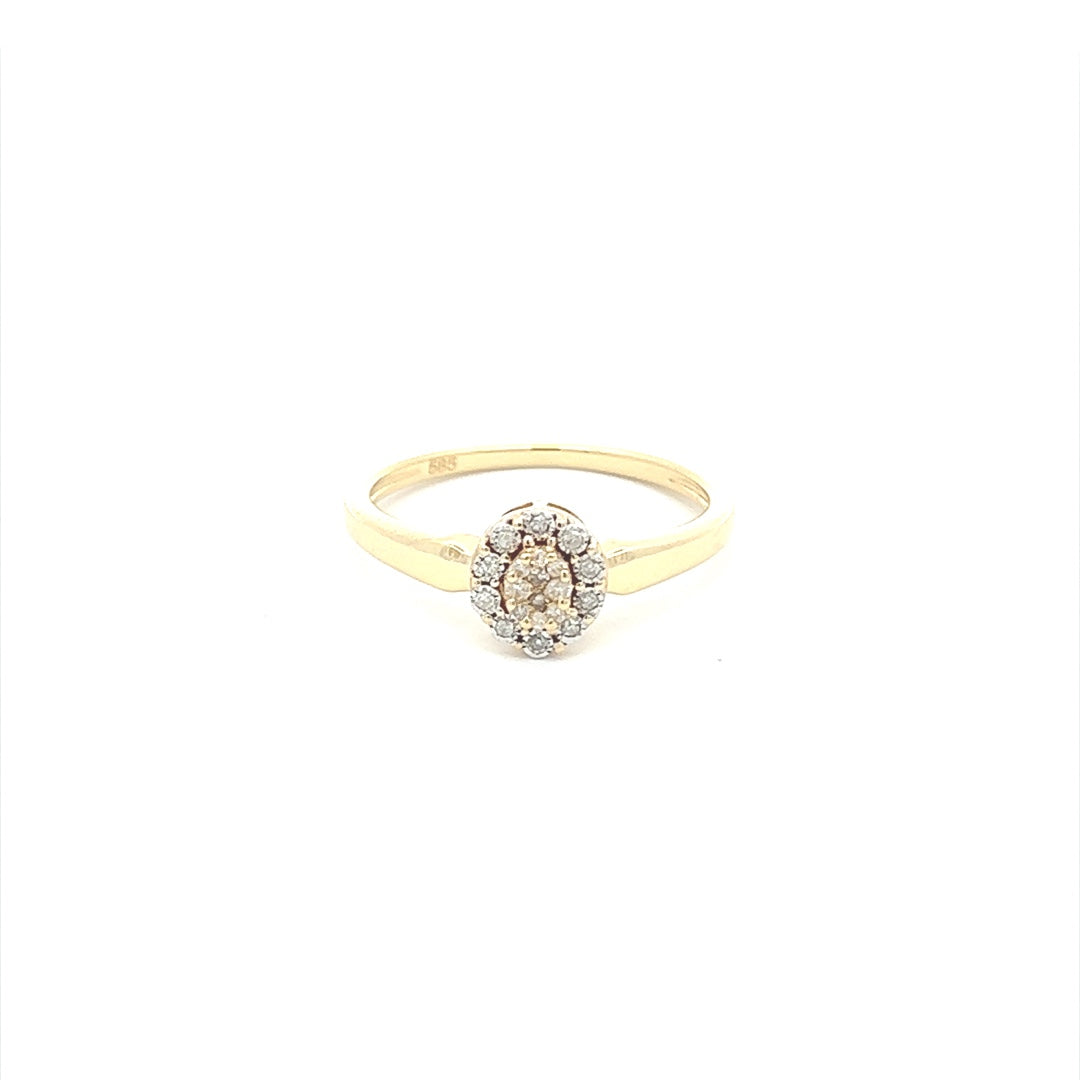 Two Tone Oval Shaped Diamond Ring In 14K Yellow & White Gold