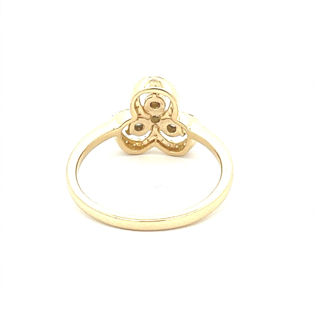 Two Tone Petal Diamond Ring In 14K Yellow Gold