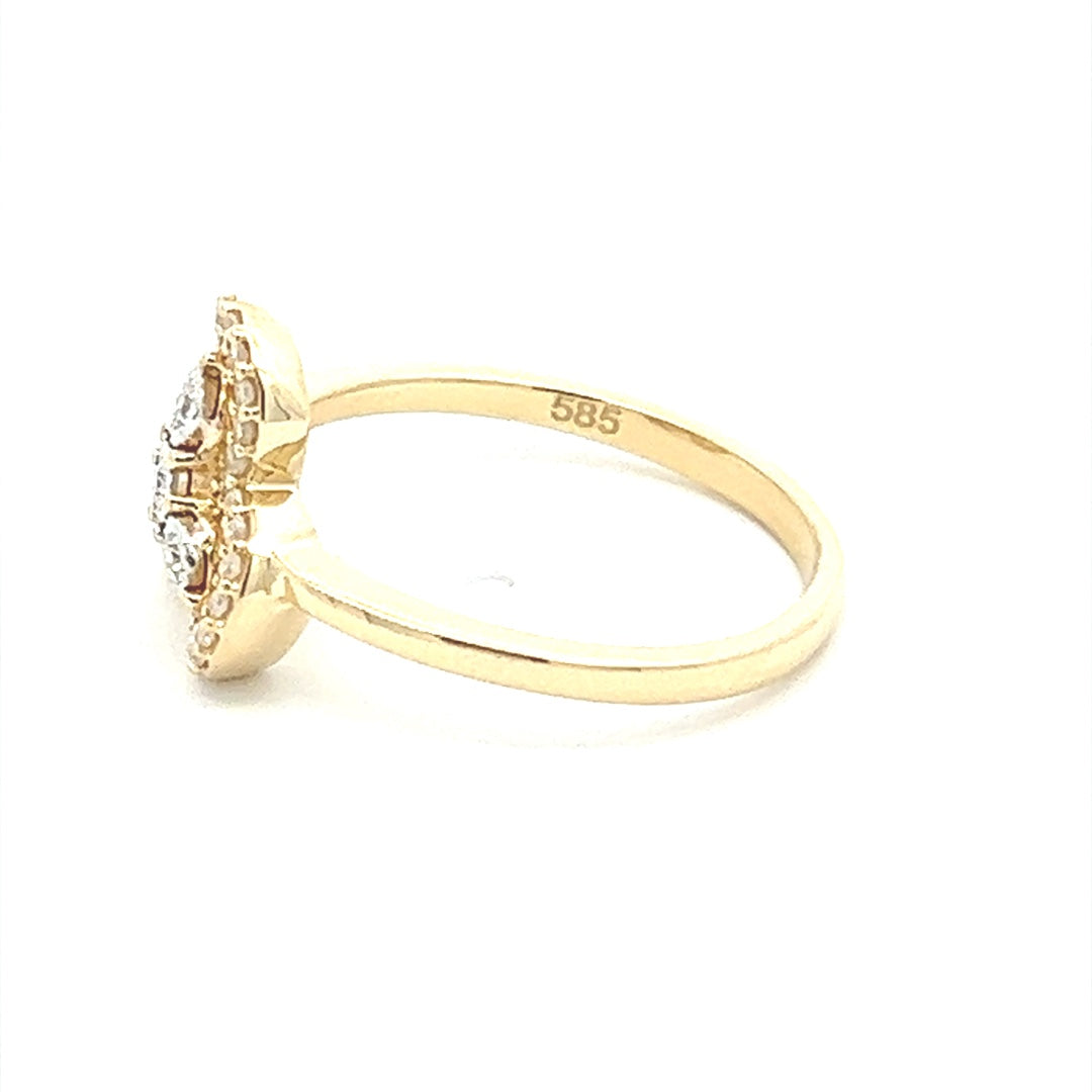 Two Tone Petal Diamond Ring In 14K Yellow Gold