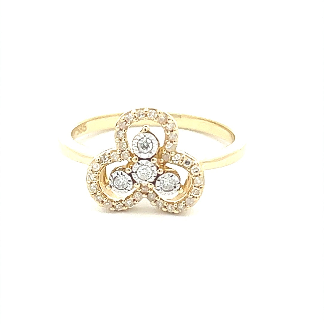 Two Tone Petal Diamond Ring In 14K Yellow Gold