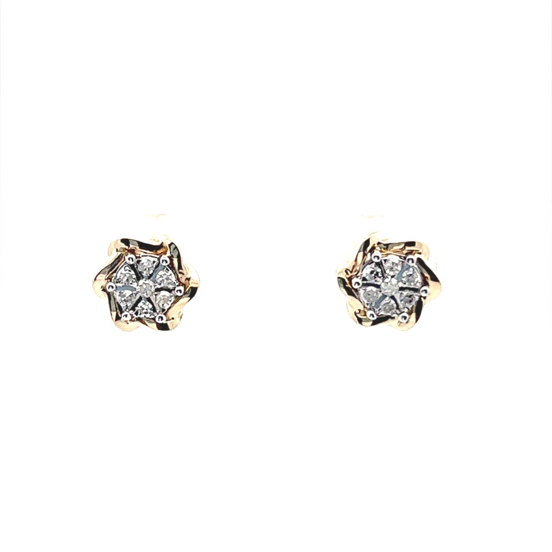 Flower Earrings In 14K Yellow Gold