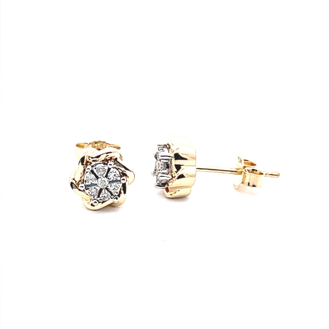 Flower Earrings In 14K Yellow Gold