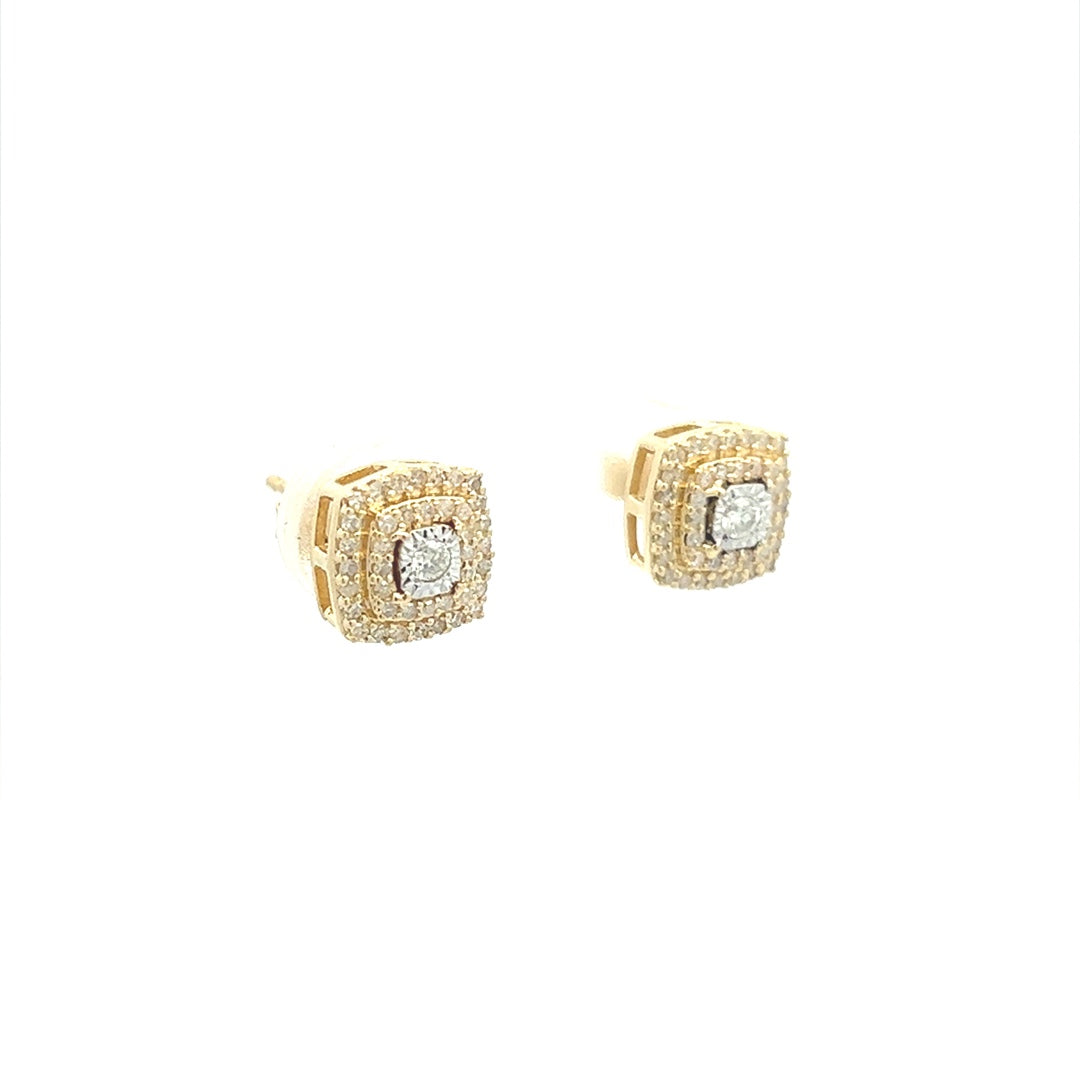 Diamond Stud Earrings In 14K Yellow Gold