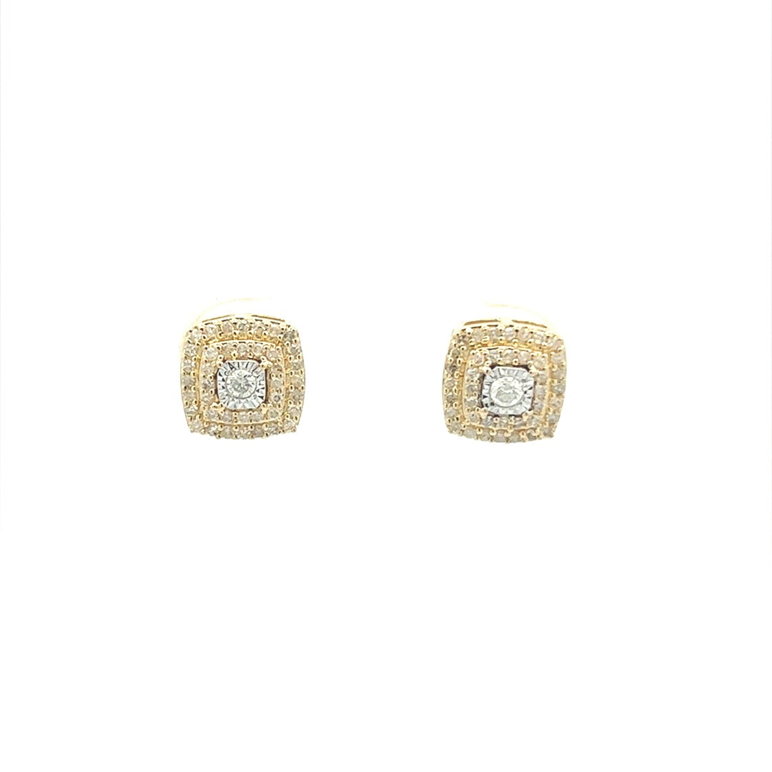 Diamond Stud Earrings In 14K Yellow Gold