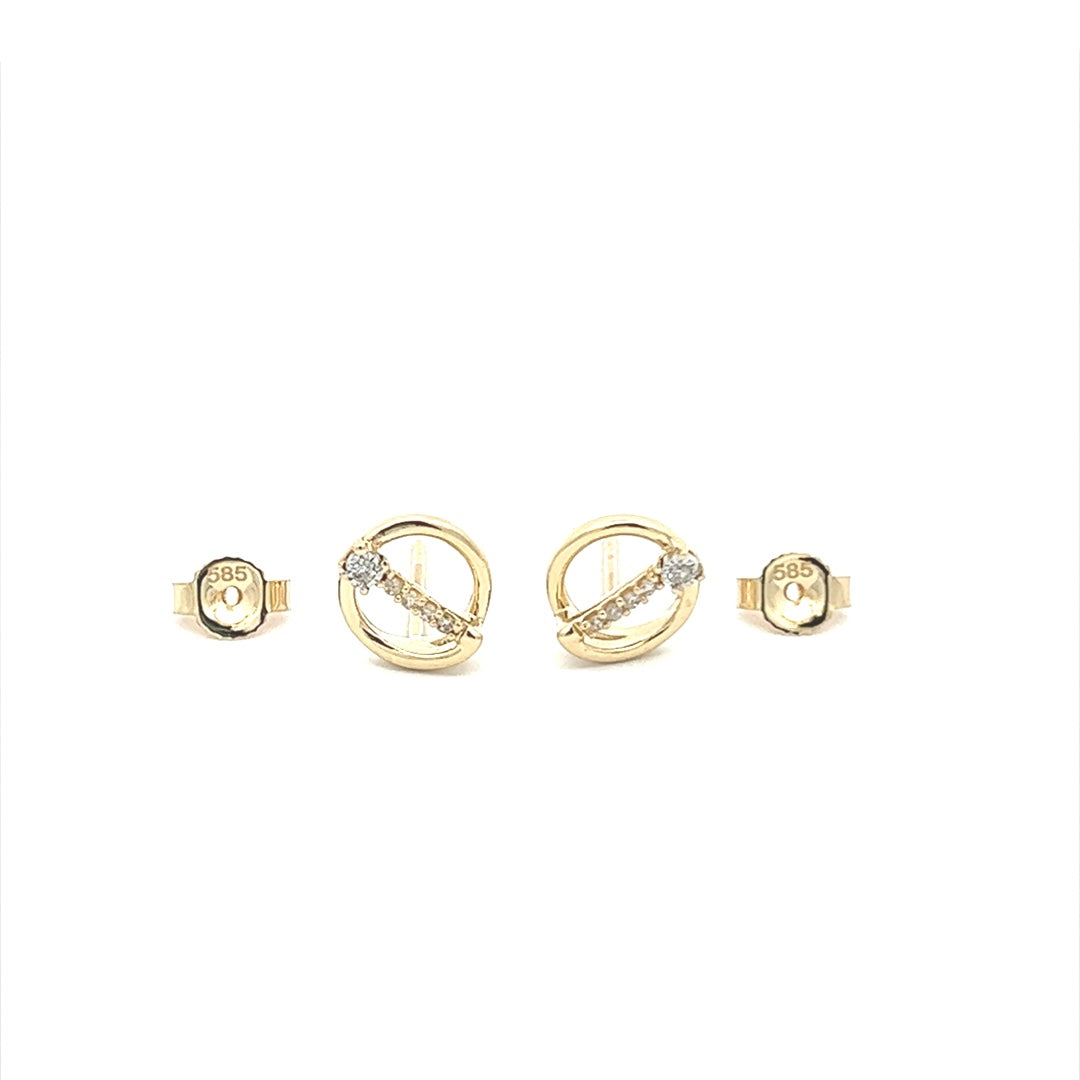 Diamond Studed Earrings In 14K Yellow Gold