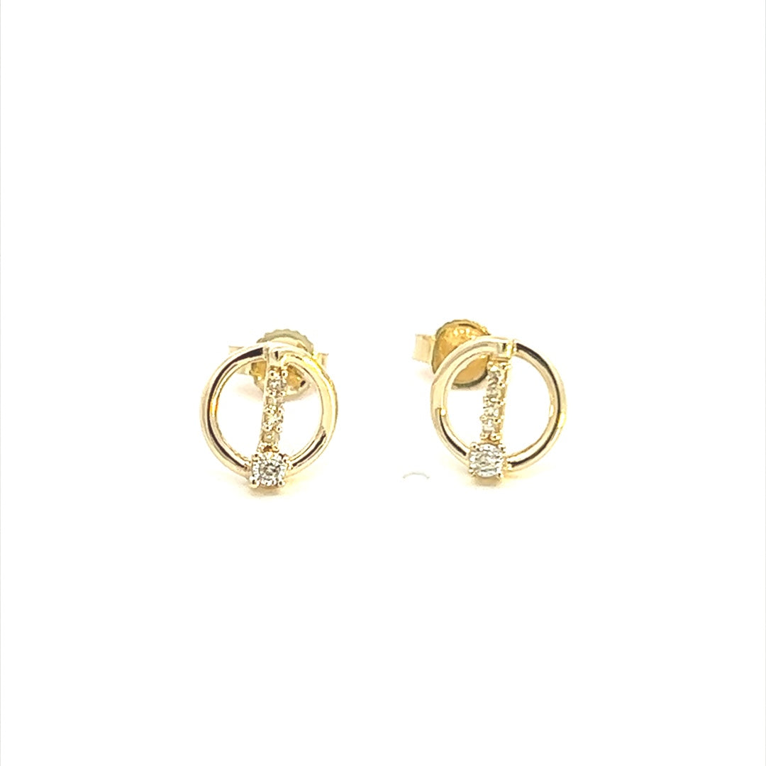 Diamond Studed Earrings In 14K Yellow Gold