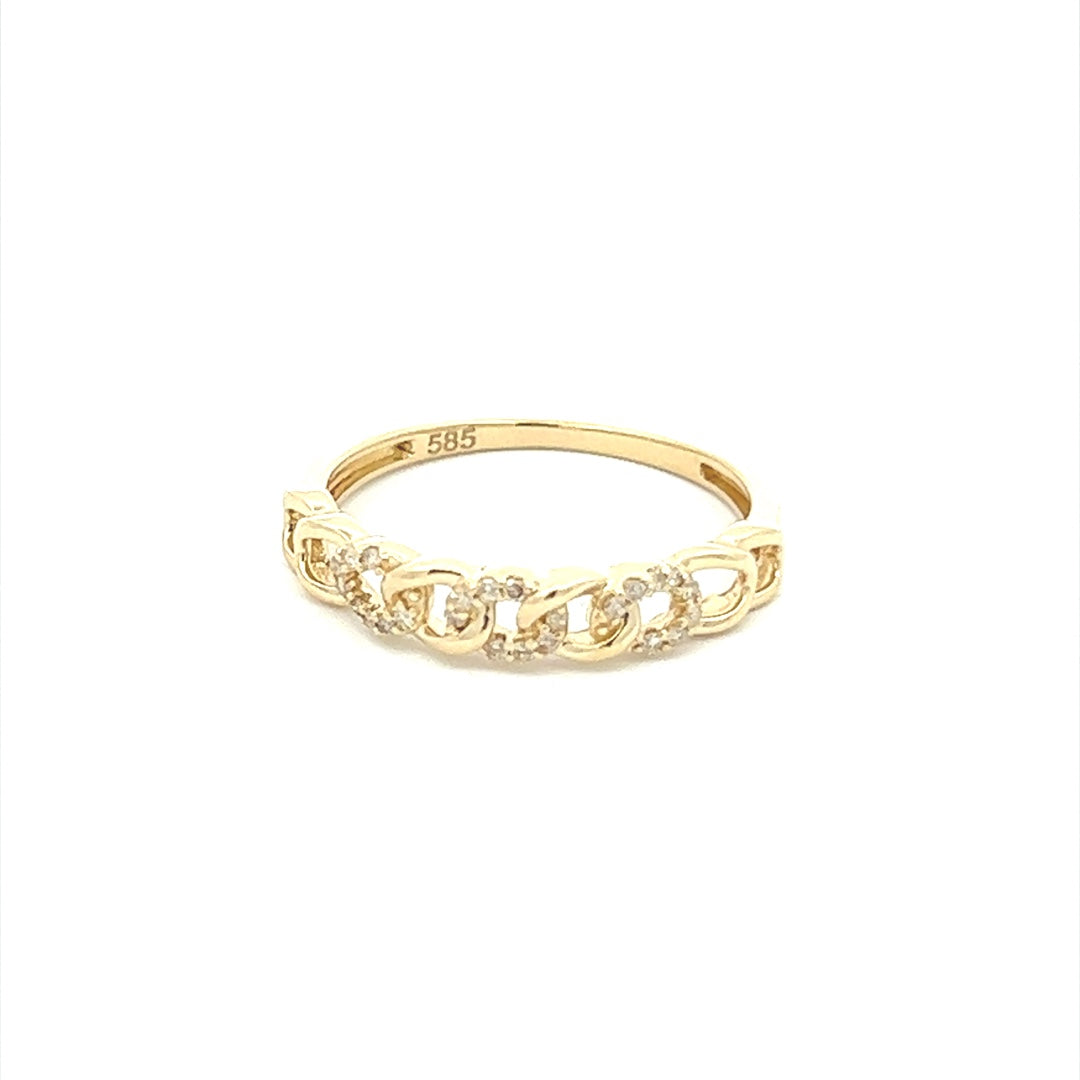 Diamond Chain Link Ring In 14K Yellow Gold