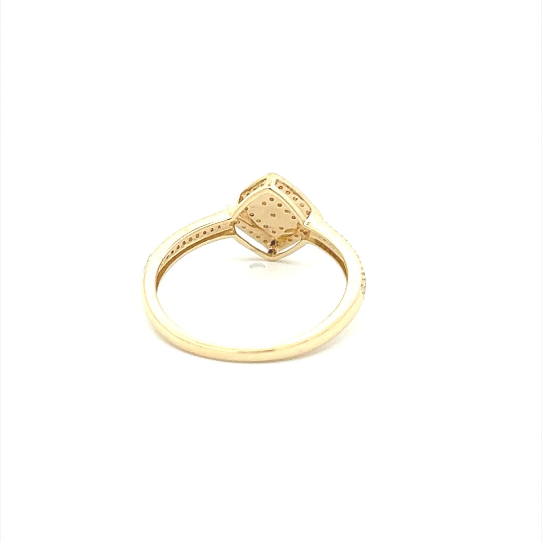 Square Shaped Diamond Coil Ring In 14K Yellow Gold