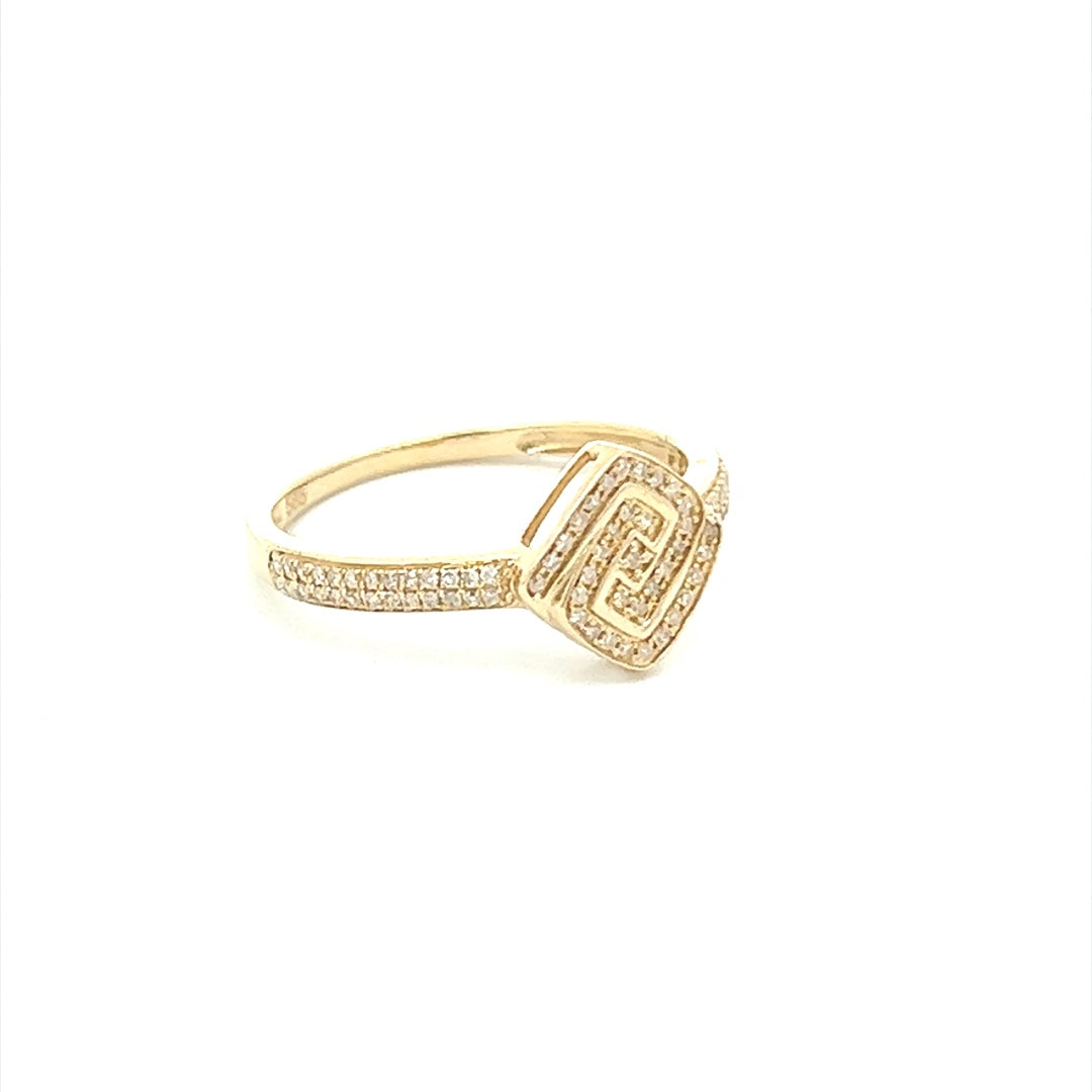 Square Shaped Diamond Coil Ring In 14K Yellow Gold