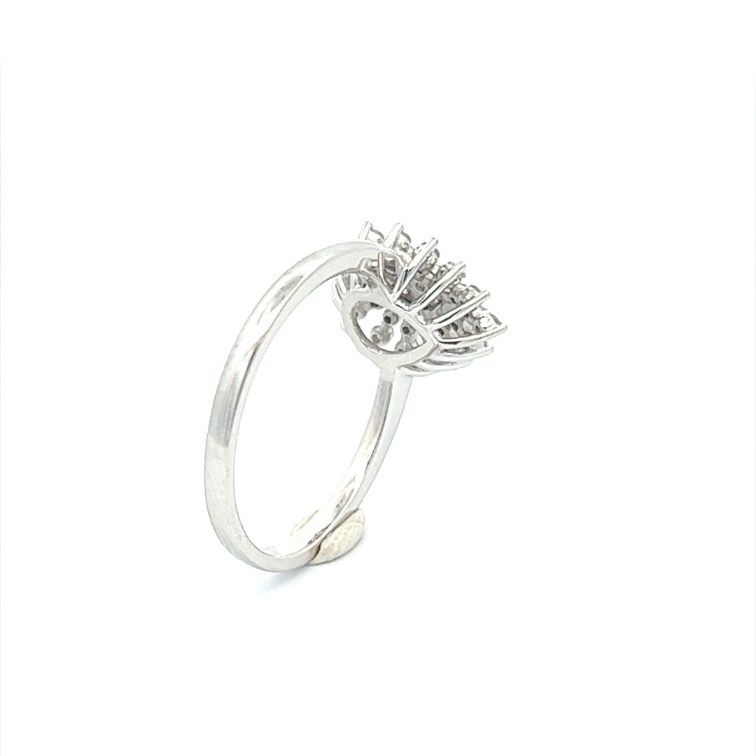 Pear Shaped Diamond Sunflower Ring In 14K White Gold