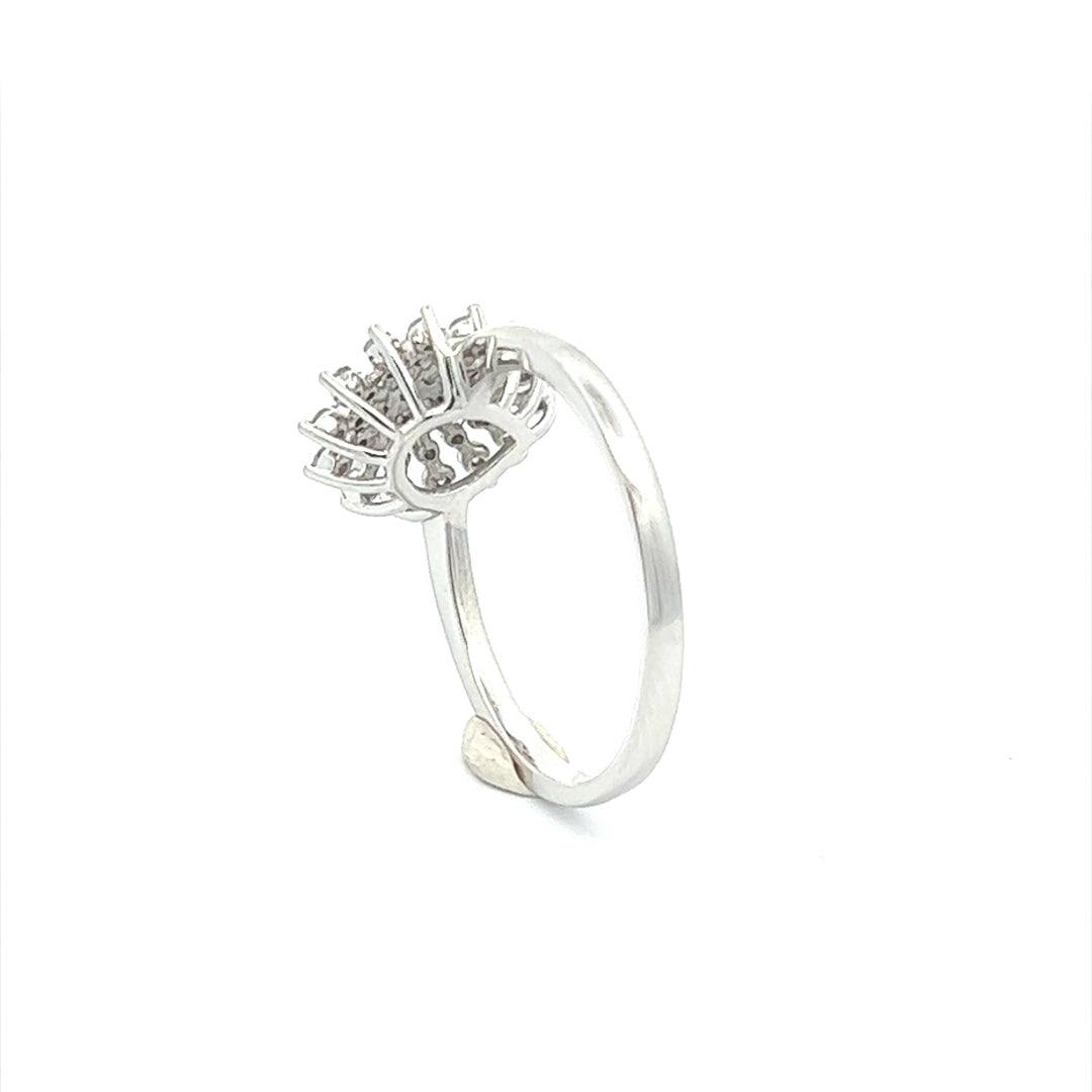 Pear Shaped Diamond Sunflower Ring In 14K White Gold