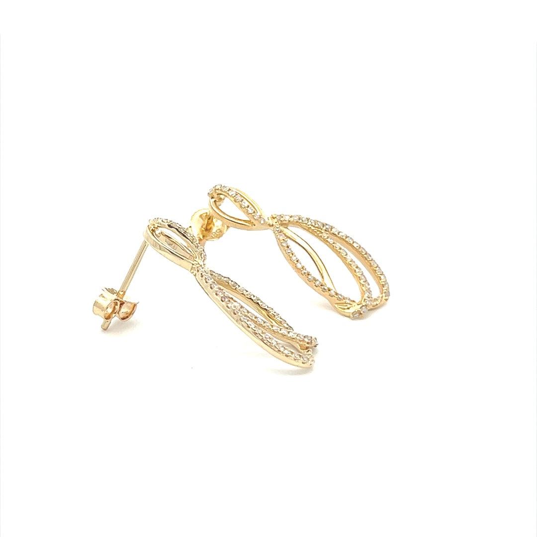 Diamond Drop Earrings In 14K Yellow Gold