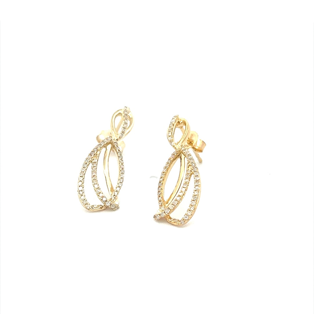 Diamond Drop Earrings In 14K Yellow Gold