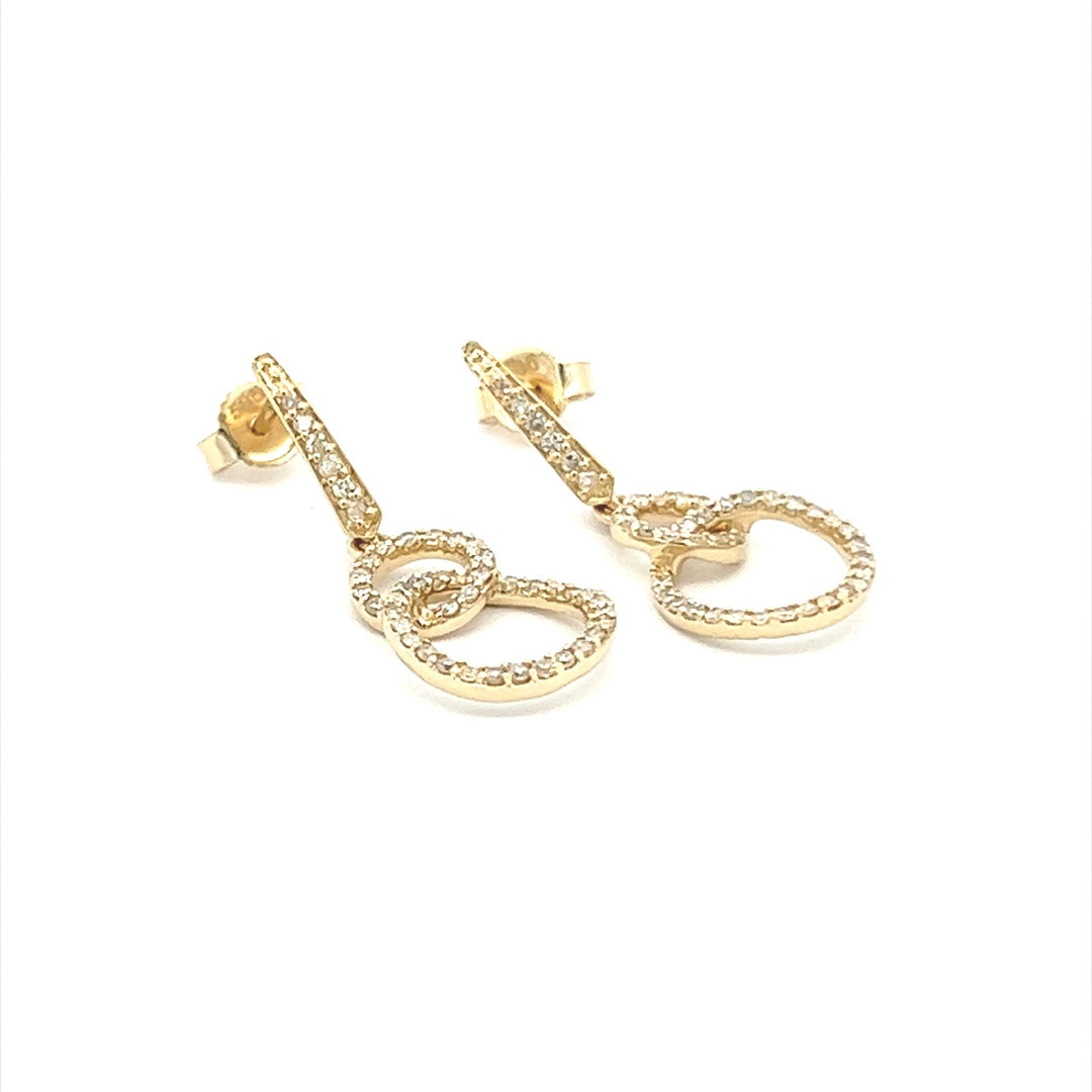 Dangling Diamond Earrings In 14K Yellow Gold