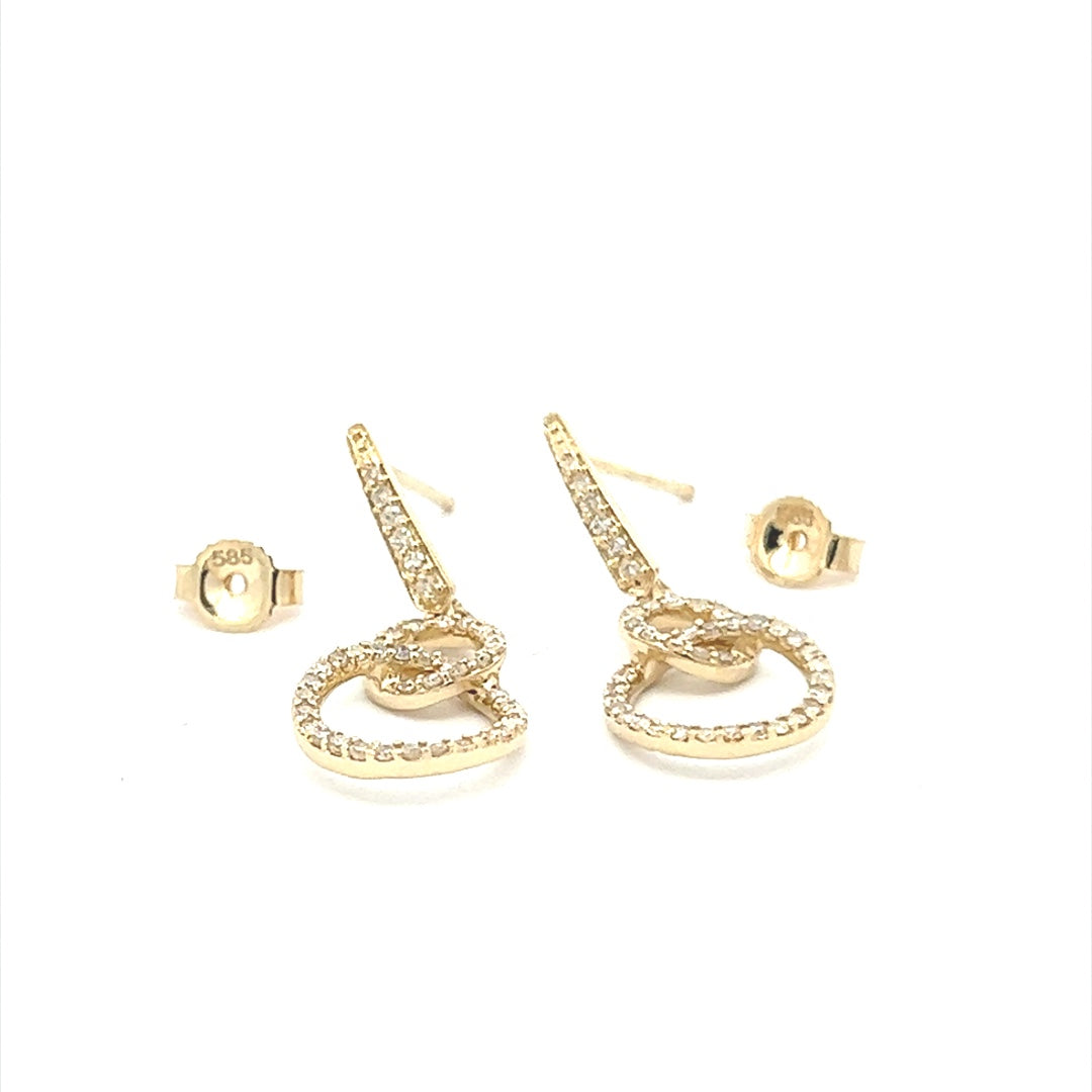 Dangling Diamond Earrings In 14K Yellow Gold