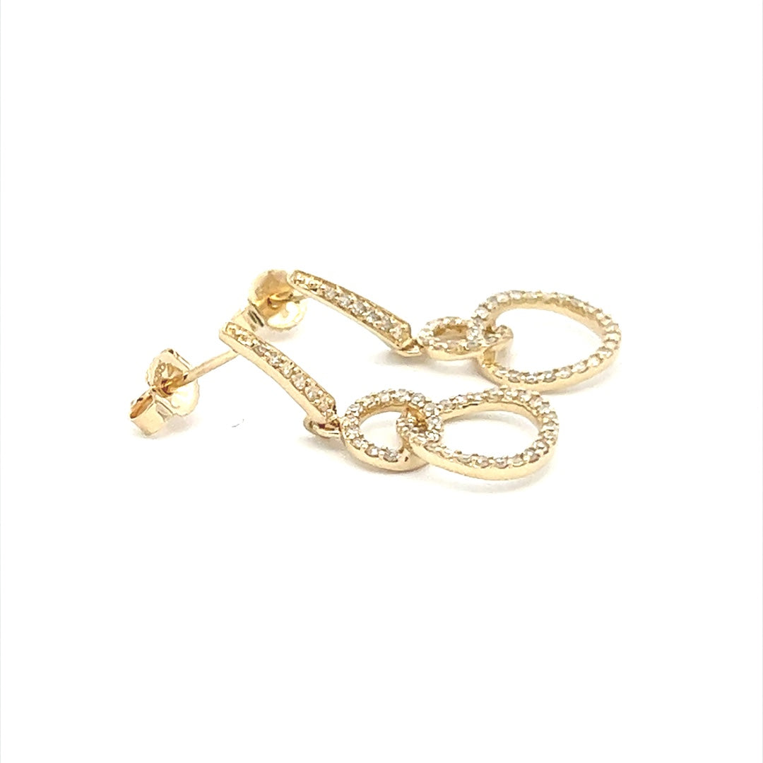 Dangling Diamond Earrings In 14K Yellow Gold