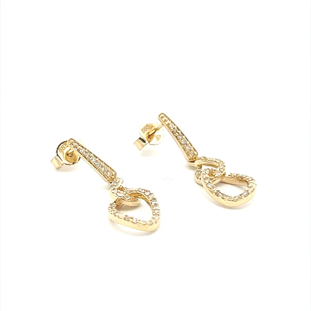 Dangling Diamond Earrings In 14K Yellow Gold