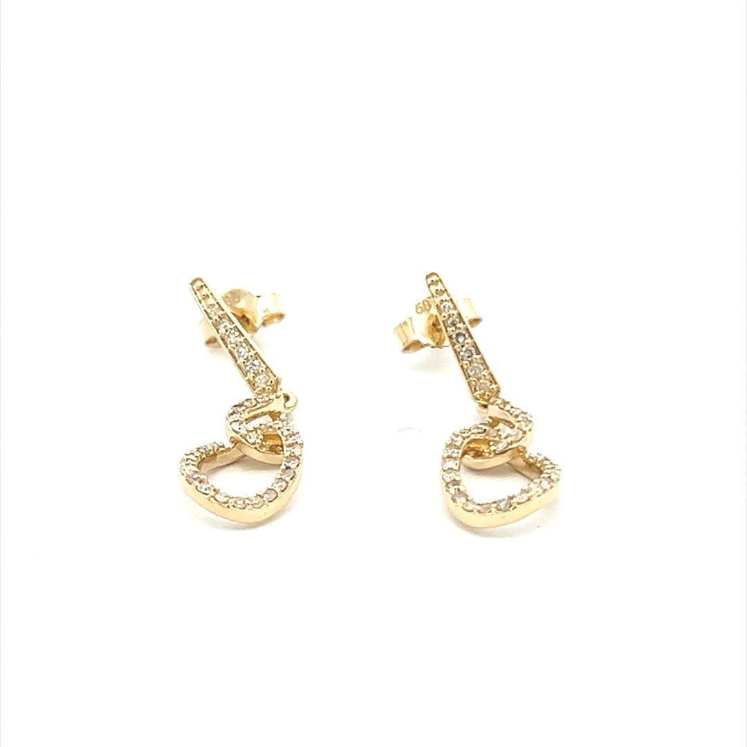 Dangling Diamond Earrings In 14K Yellow Gold