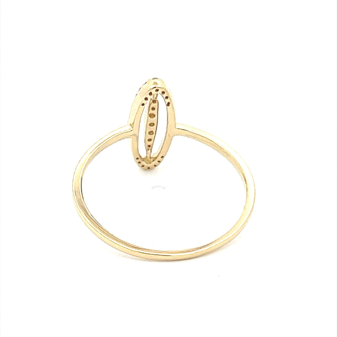 Oval Shaped Diamond Ring In 14K Yellow Gold