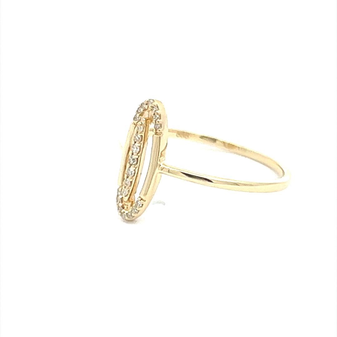 Oval Shaped Diamond Ring In 14K Yellow Gold