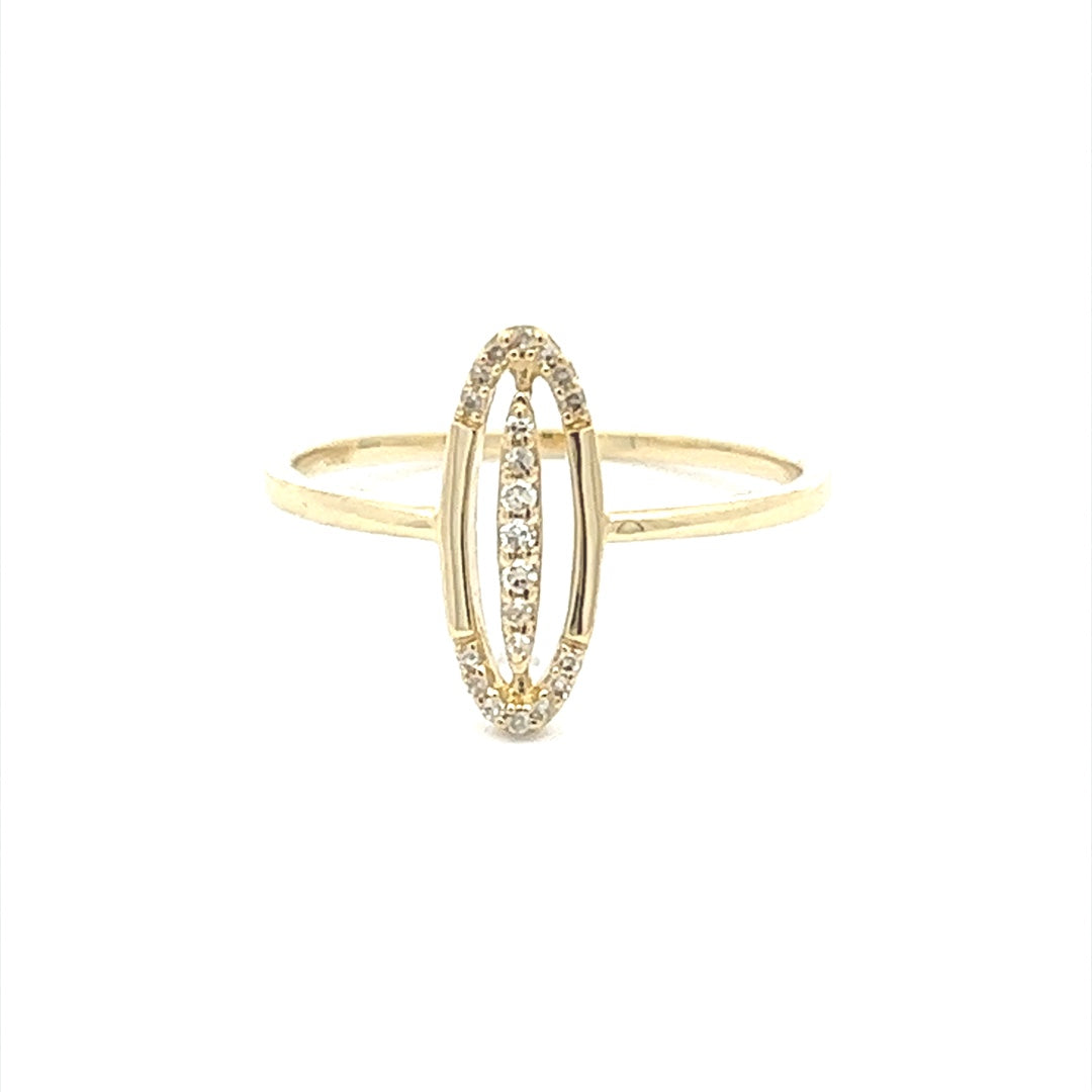 Oval Shaped Diamond Ring In 14K Yellow Gold