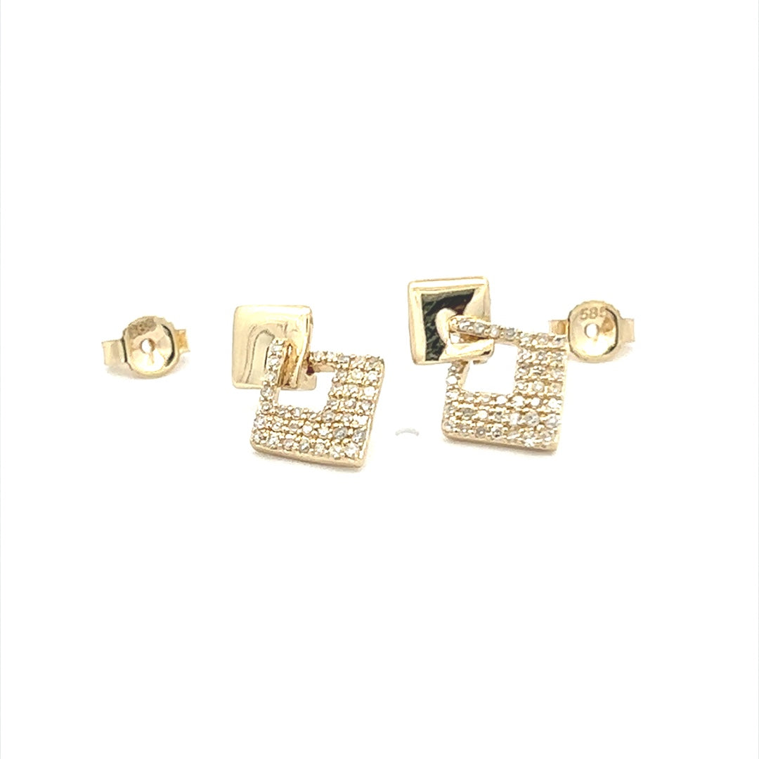 Yellow Gold Diamond Earring Set with 1.34ct