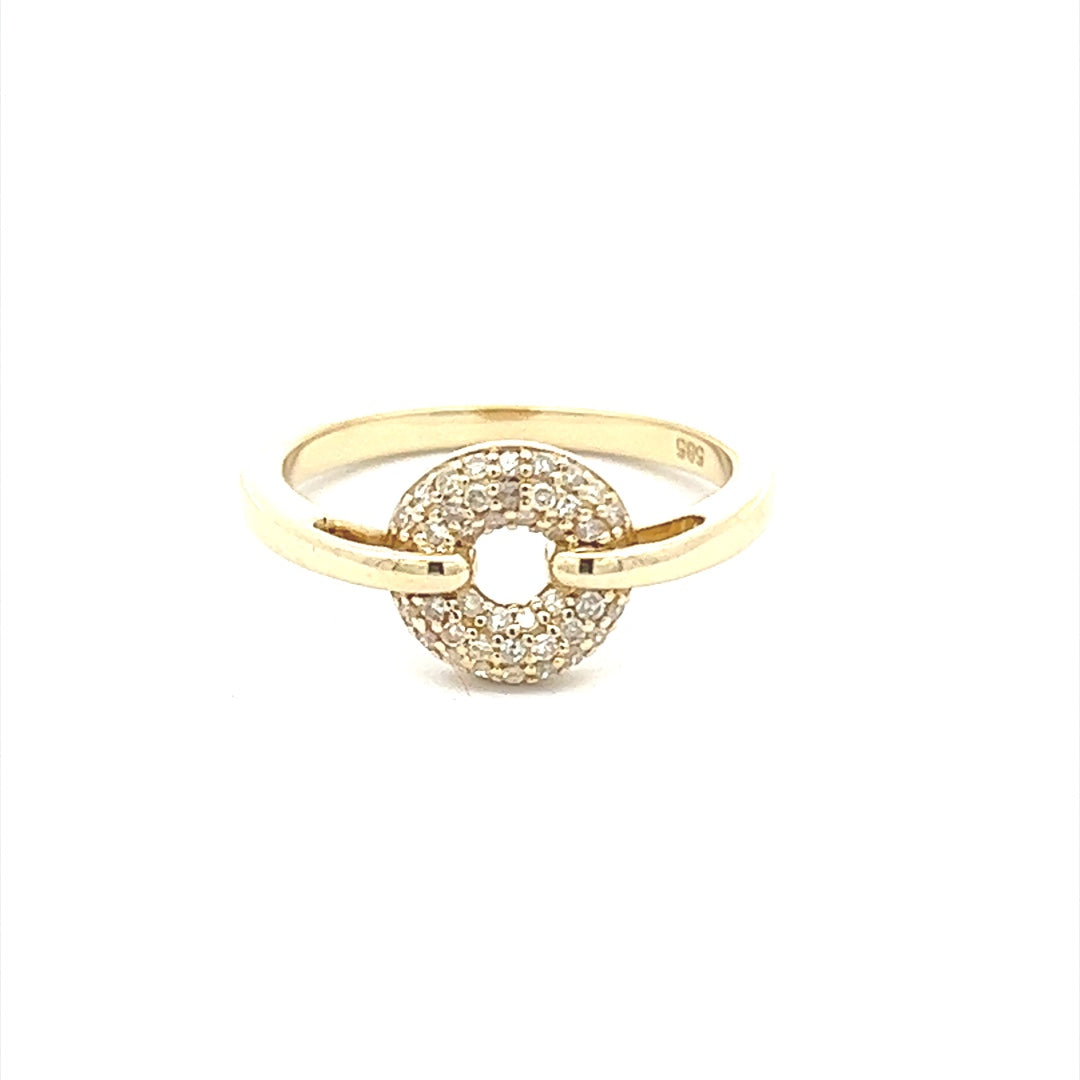 Donut Diamond Ring In 14K Yellow Gold