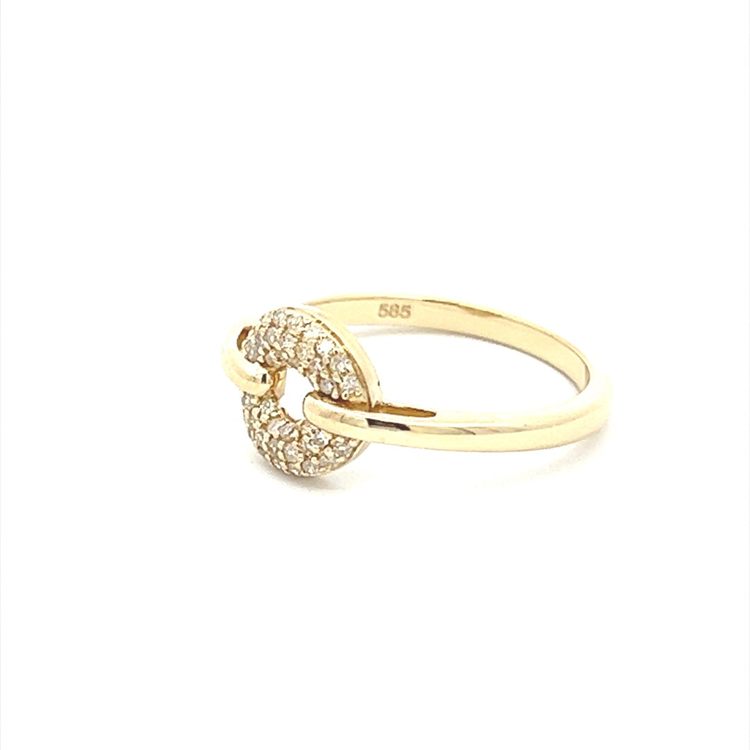 Donut Diamond Ring In 14K Yellow Gold