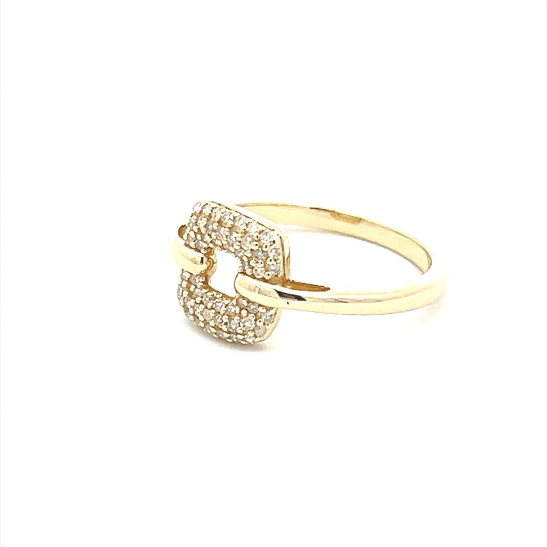 Square Donut Diamond Rings In 14K Yellow Gold