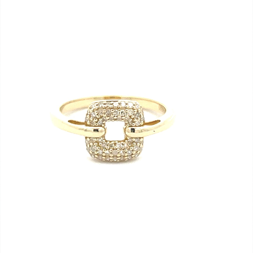 Square Donut Diamond Rings In 14K Yellow Gold