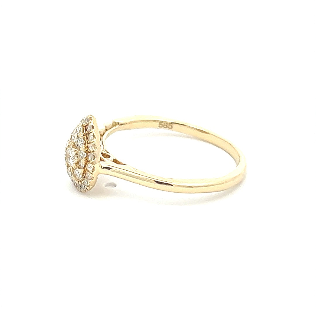 Pear Shaped Diamond Ring In 14K Yellow Gold