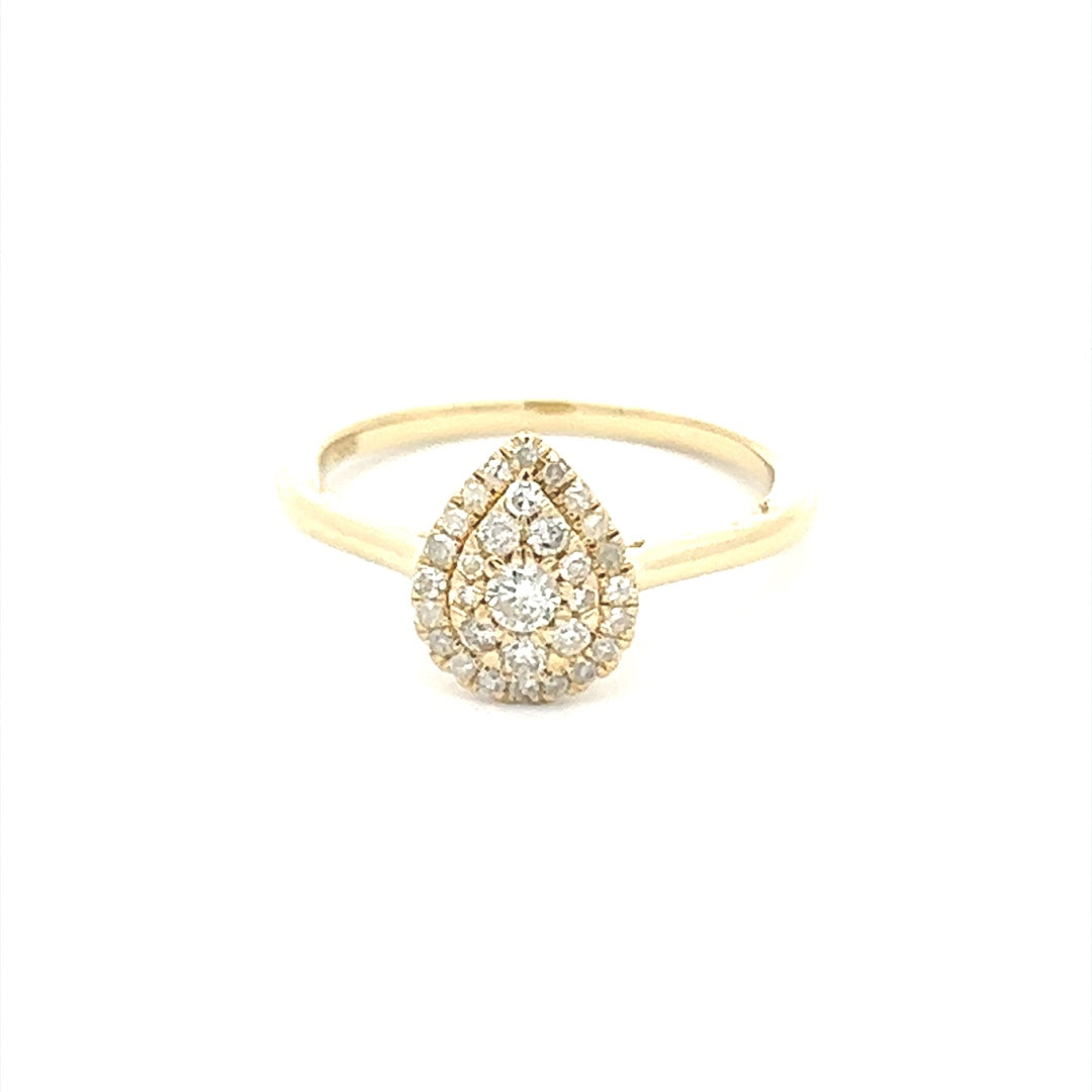 Pear Shaped Diamond Ring In 14K Yellow Gold