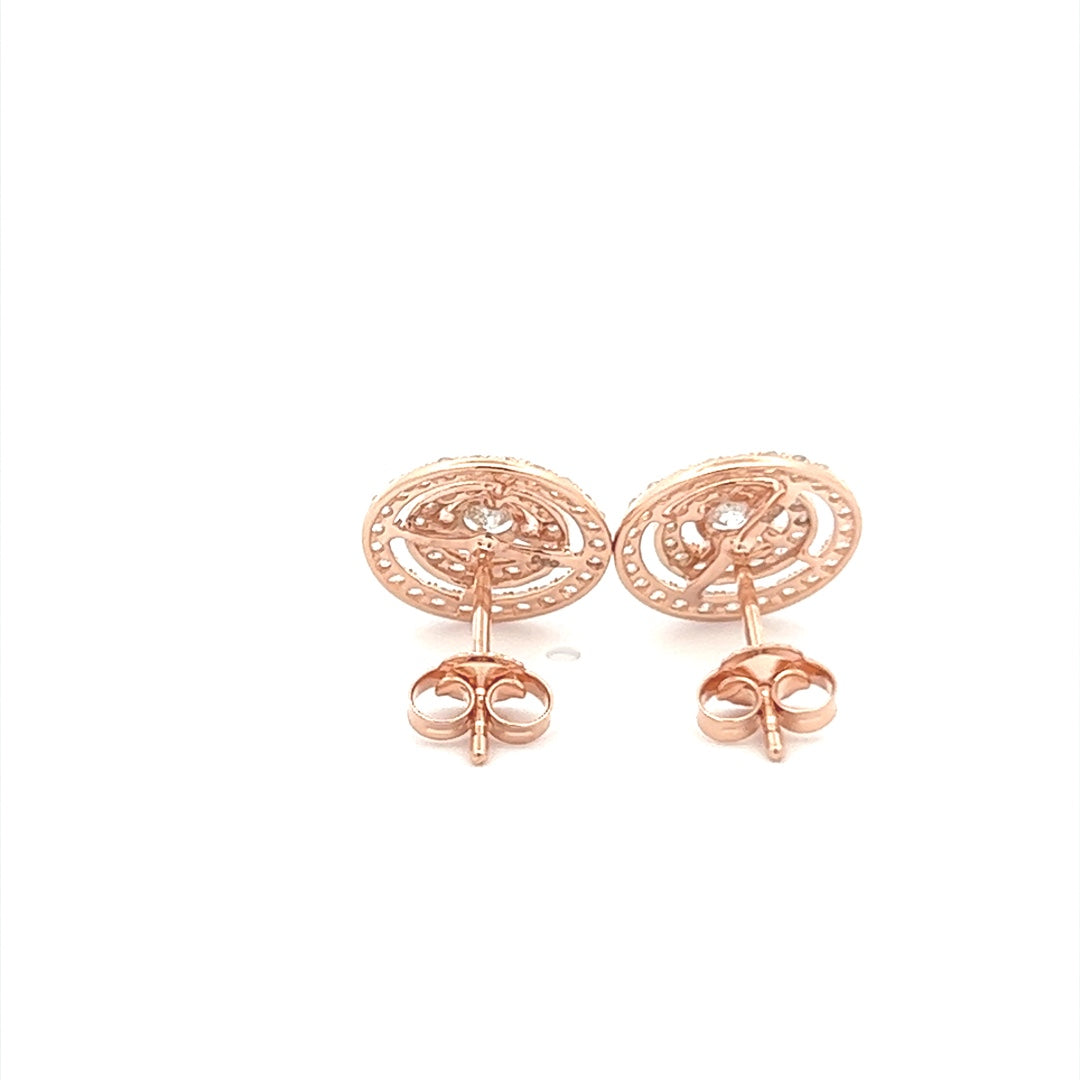 Diamond Stud Earrings In 14K Pink Gold