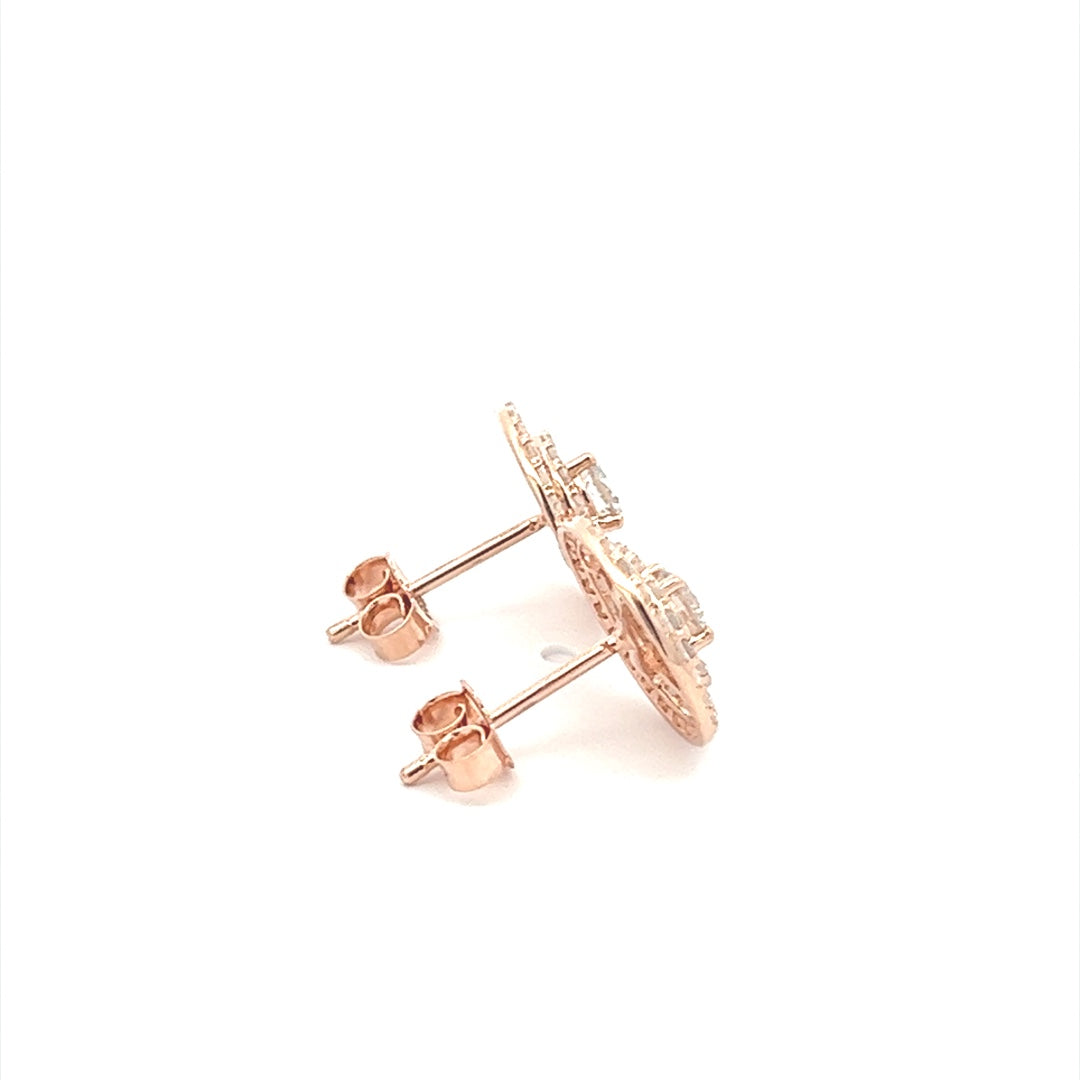 Diamond Stud Earrings In 14K Pink Gold