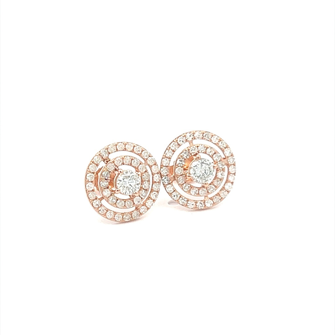 Diamond Stud Earrings In 14K Pink Gold