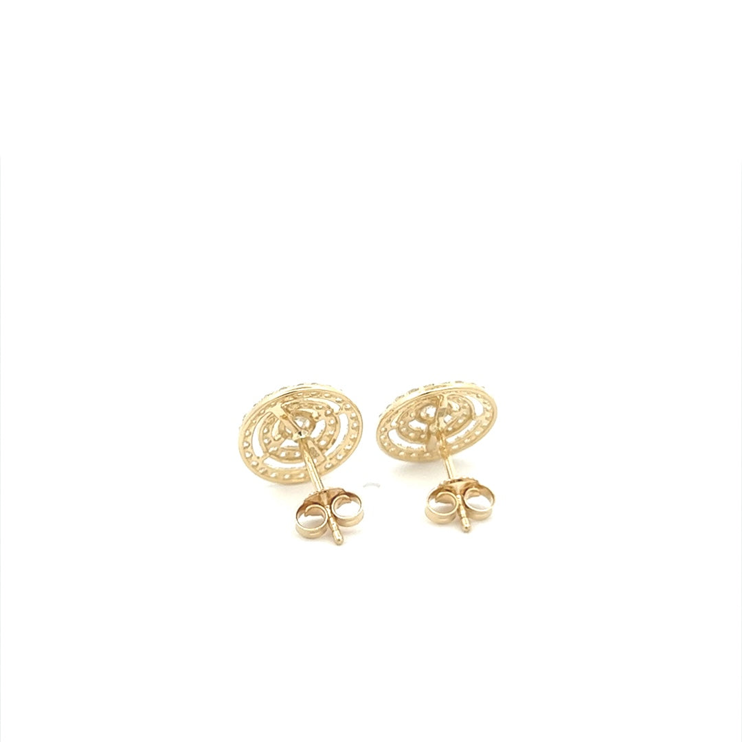 Diamond Stud Earrings In 14K Yellow Gold