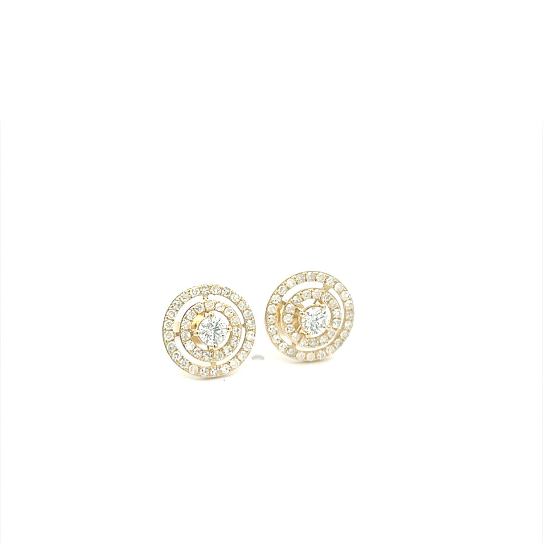 Diamond Stud Earrings In 14K Yellow Gold