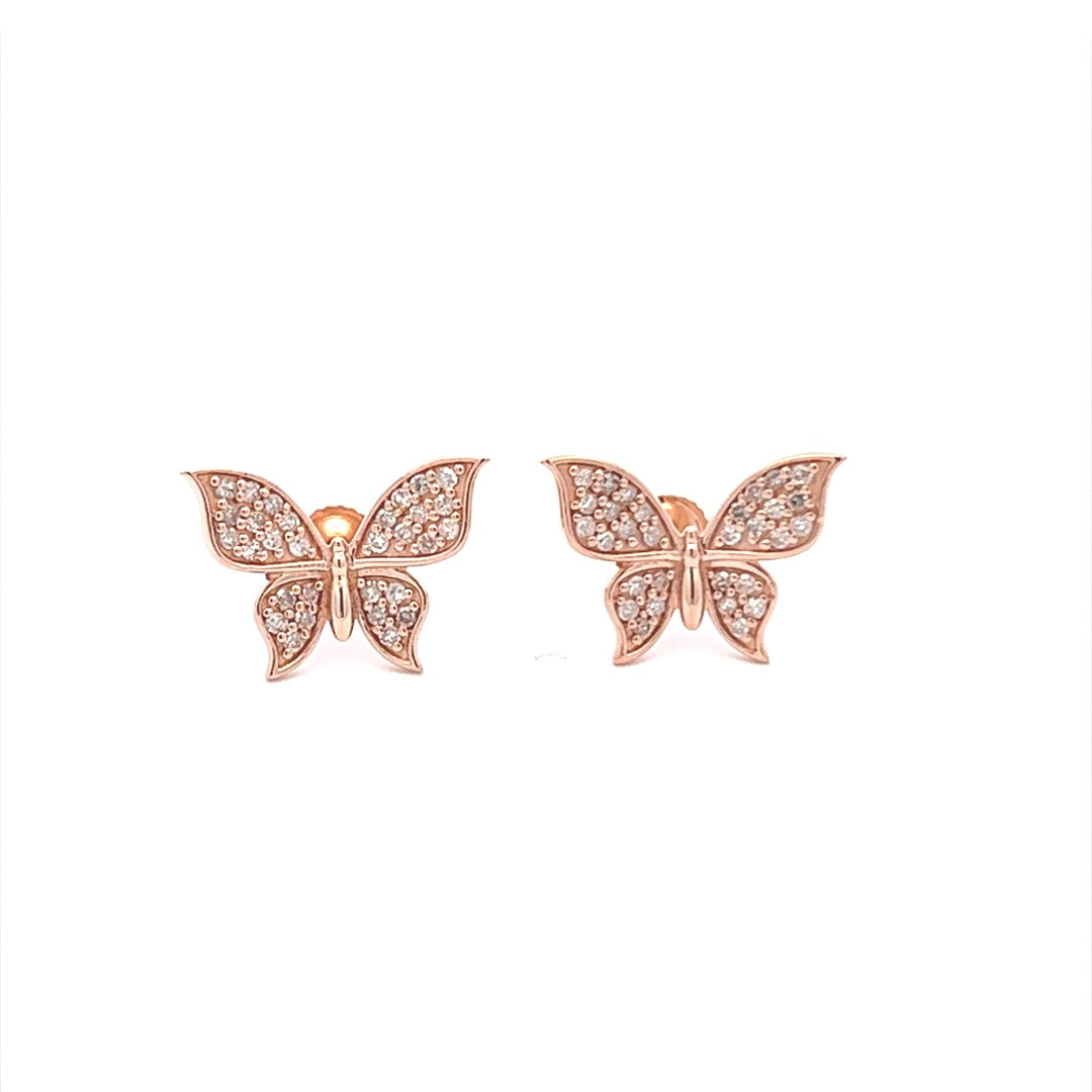 Pink Gold Diamond Earring Set