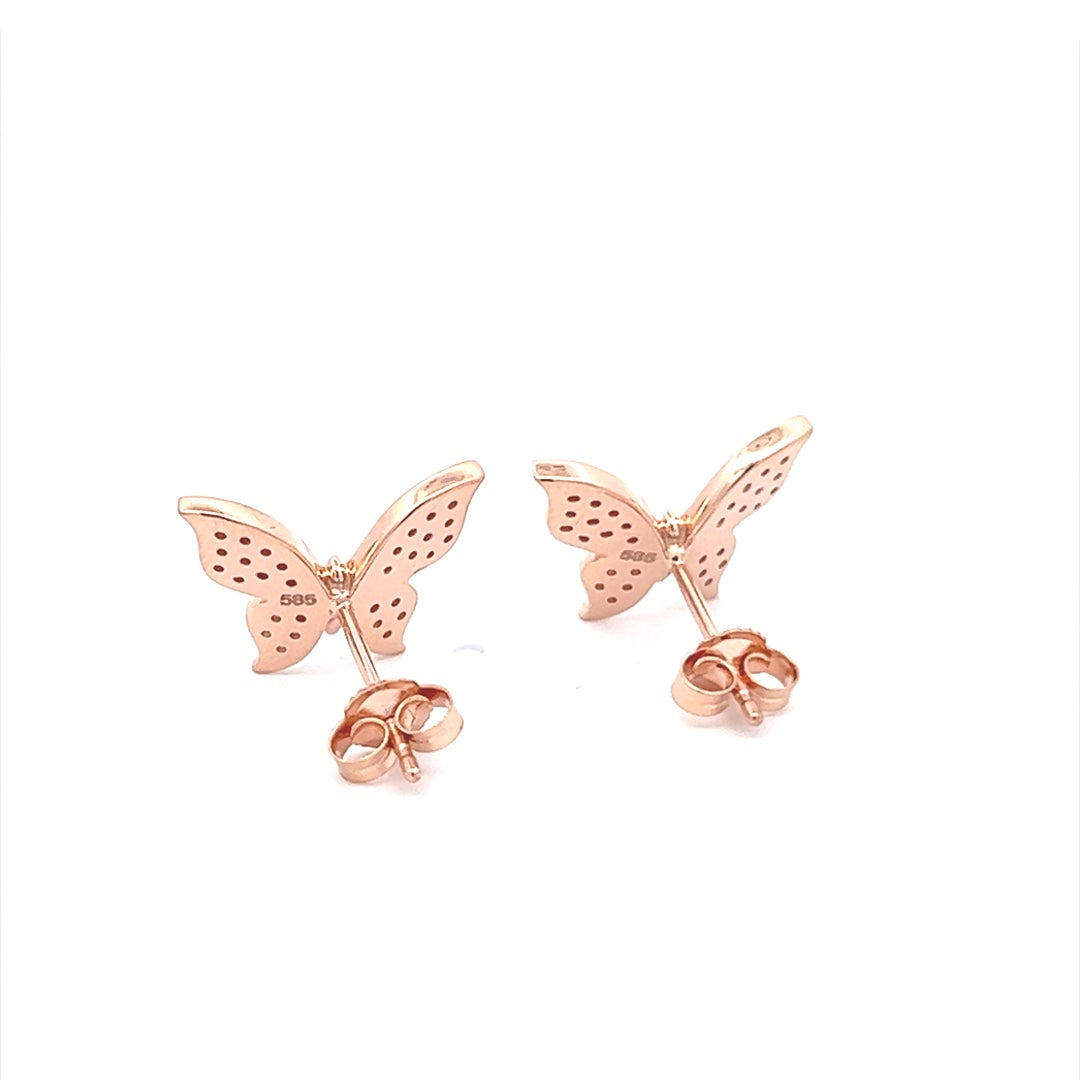 Pink Gold Diamond Earring Set