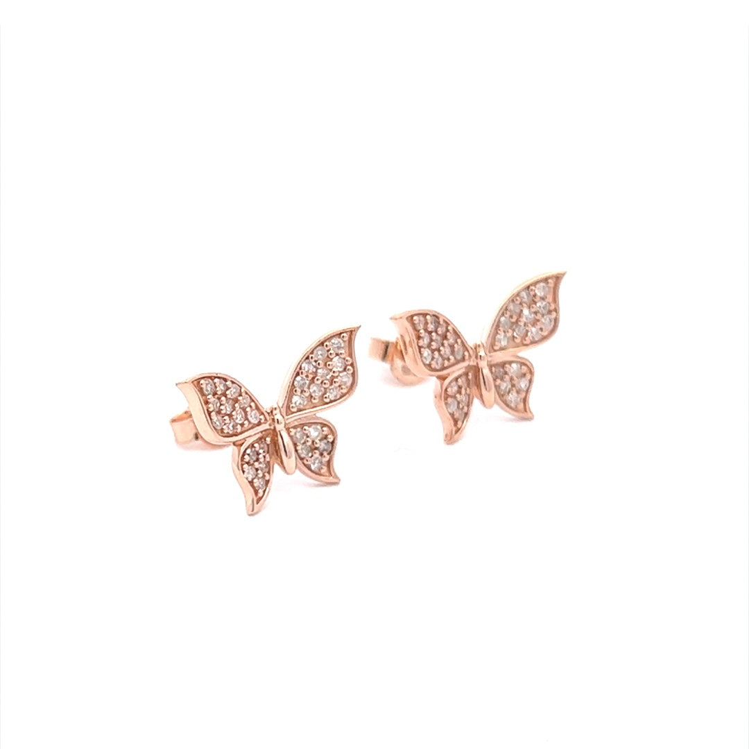 Pink Gold Diamond Earring Set