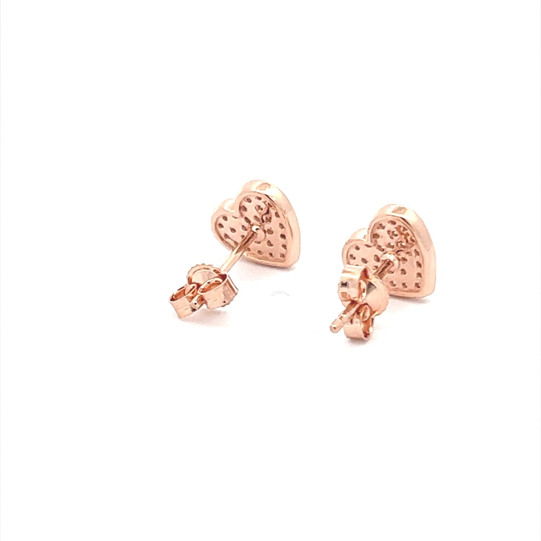 Heart Shaped Diamond Earrings In 14K Pink Gold