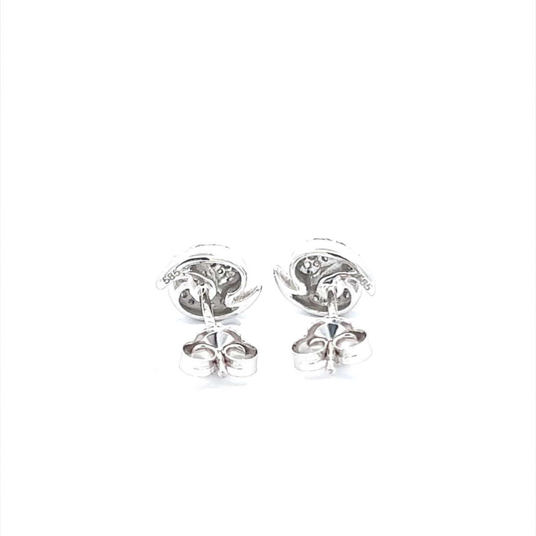 Ying Yang Diamond Earrings In 14K White Gold